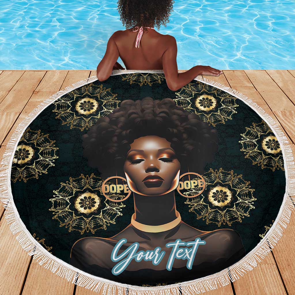 Personalized Afro Women Beach Blanket Powerful African Pattern