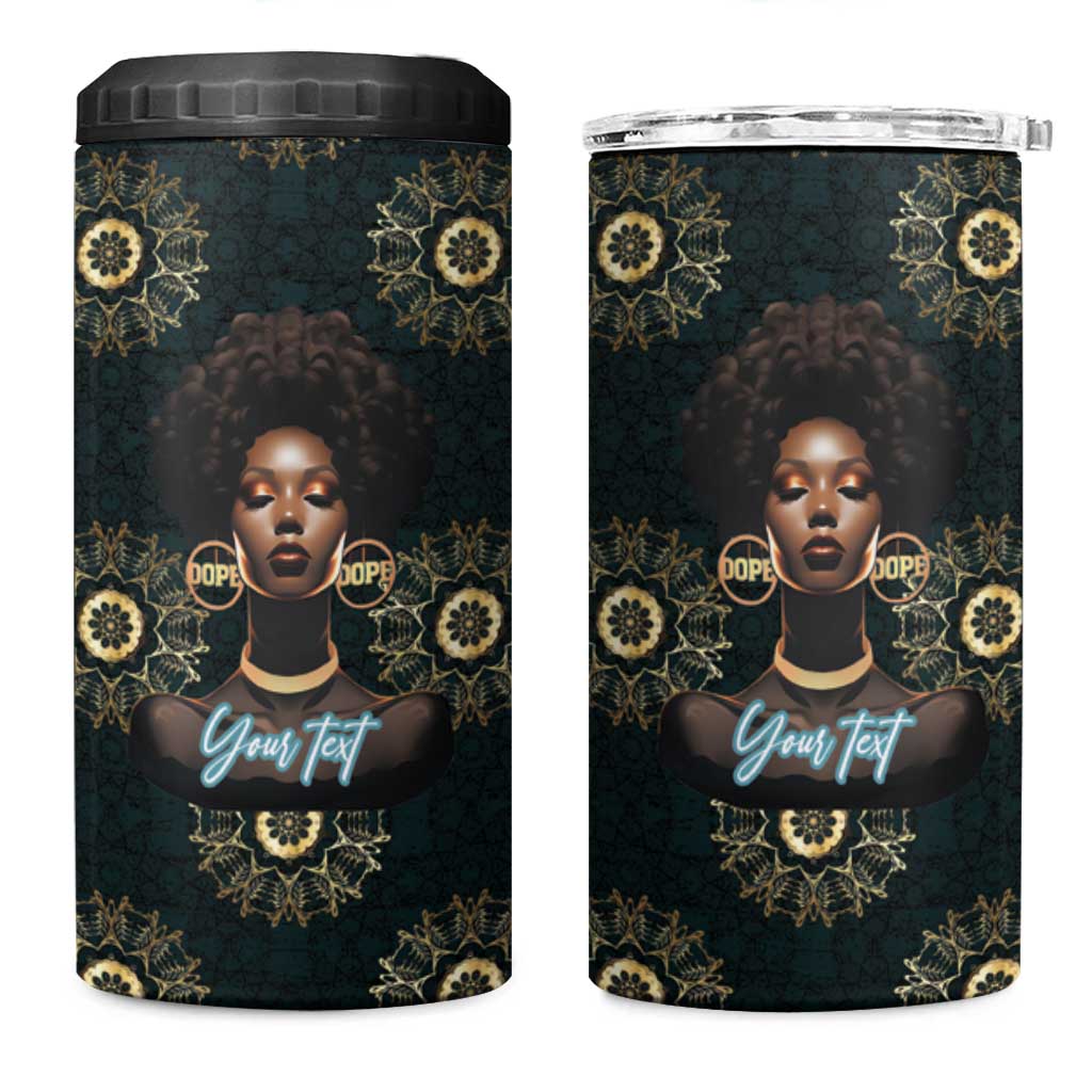 Personalized Afro Women 4 in 1 Can Cooler Tumbler Powerful African Pattern