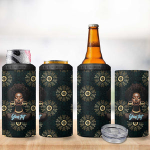 Personalized Afro Women 4 in 1 Can Cooler Tumbler Powerful African Pattern