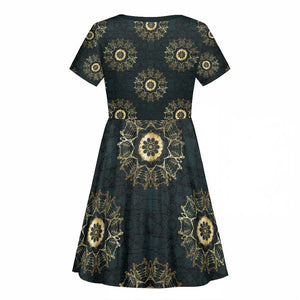 Personalized Afro Women Kid Short Sleeve Dress Powerful African Pattern