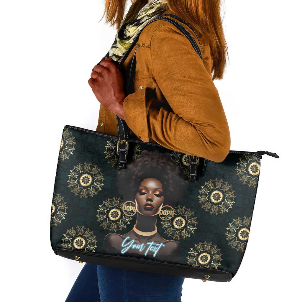 Personalized Afro Women Leather Tote Bag Powerful African Pattern