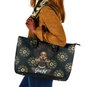 Personalized Afro Women Leather Tote Bag Powerful African Pattern