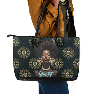 Personalized Afro Women Leather Tote Bag Powerful African Pattern