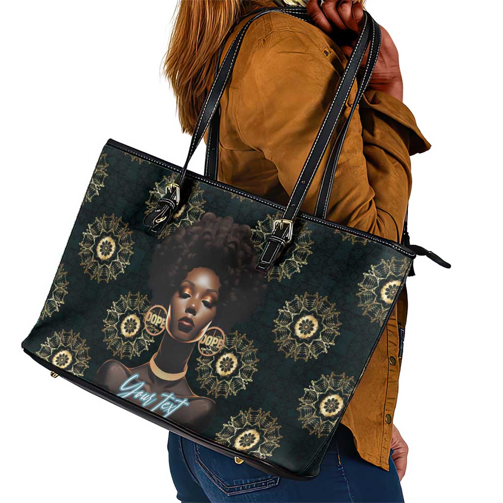 Personalized Afro Women Leather Tote Bag Powerful African Pattern