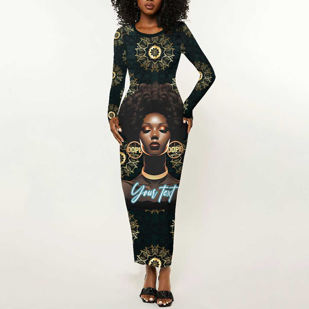 Personalized Afro Women Long Sleeve Bodycon Dress Powerful African Pattern DT03