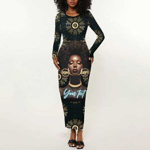 Personalized Afro Women Long Sleeve Bodycon Dress Powerful African Pattern DT03