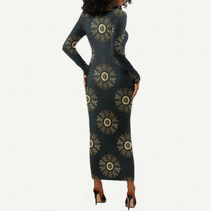 Personalized Afro Women Long Sleeve Bodycon Dress Powerful African Pattern DT03