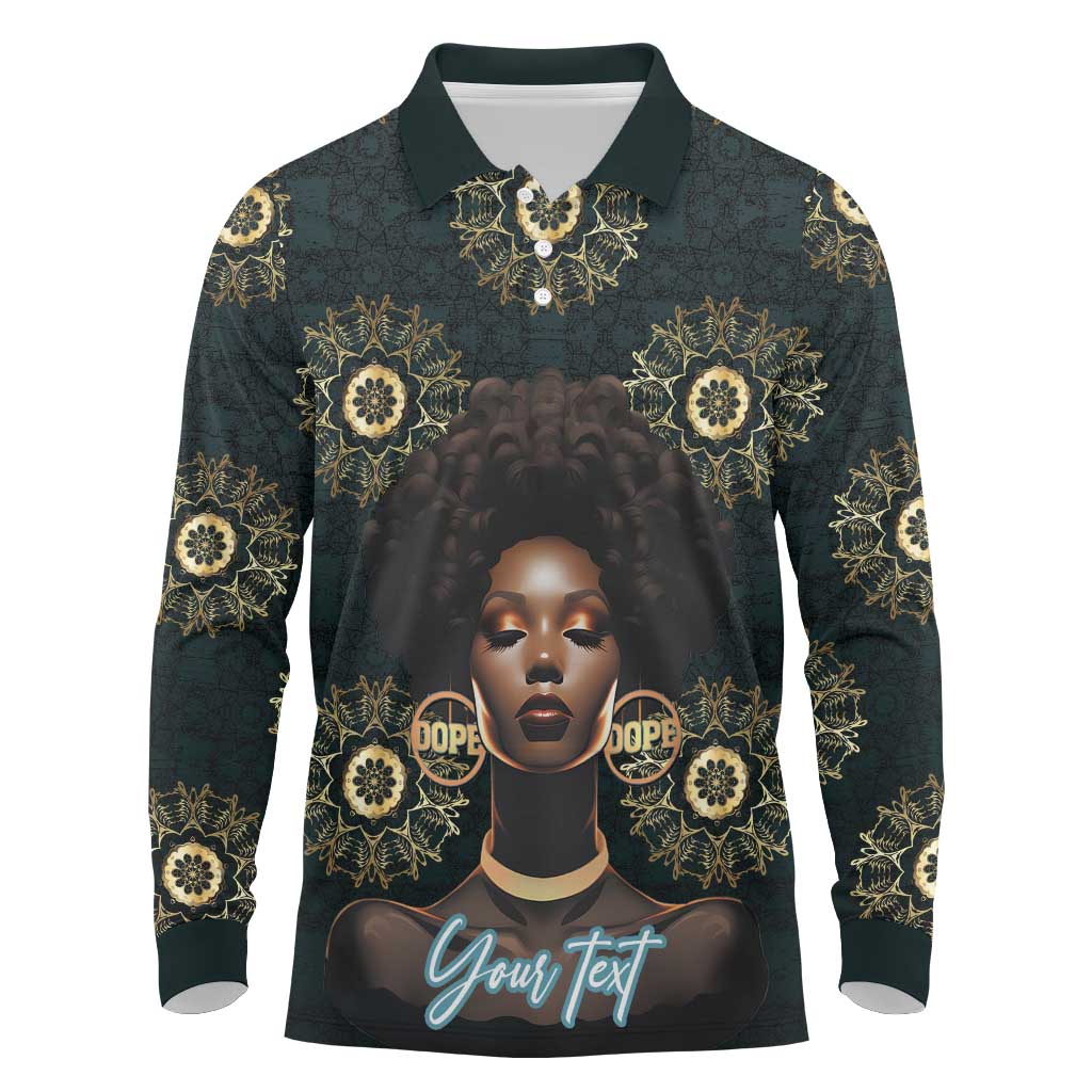 Personalized Afro Women Long Sleeve Polo Shirt Powerful African Pattern