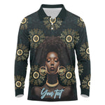 Personalized Afro Women Long Sleeve Polo Shirt Powerful African Pattern