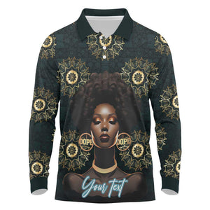 Personalized Afro Women Long Sleeve Polo Shirt Powerful African Pattern