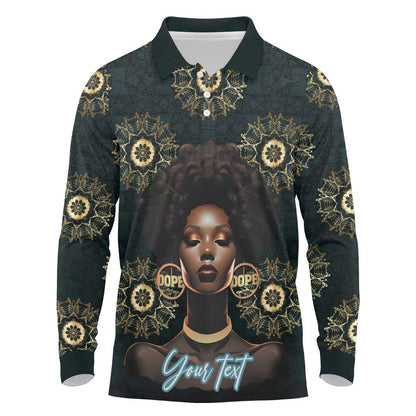 Personalized Afro Women Long Sleeve Polo Shirt Powerful African Pattern