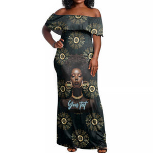 Personalized Afro Women Off Shoulder Maxi Dress Powerful African Pattern