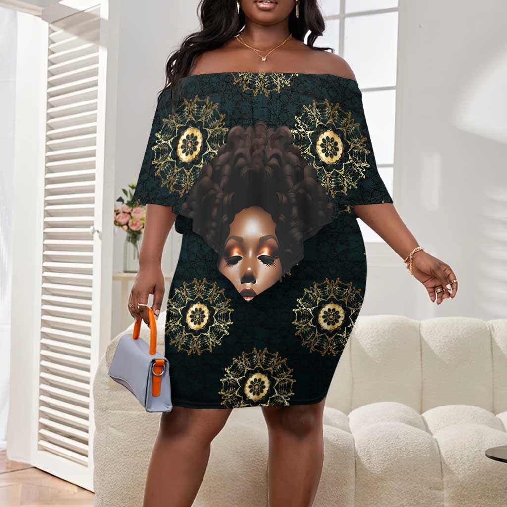 Personalized Afro Women Off Shoulder Short Dress Powerful African Pattern