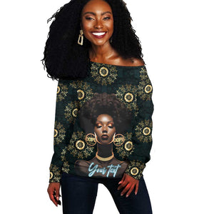 Personalized Afro Women Off Shoulder Sweater Powerful African Pattern