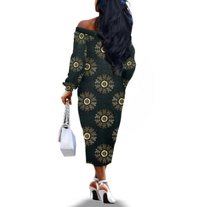 Personalized Afro Women Off The Shoulder Long Sleeve Dress Powerful African Pattern