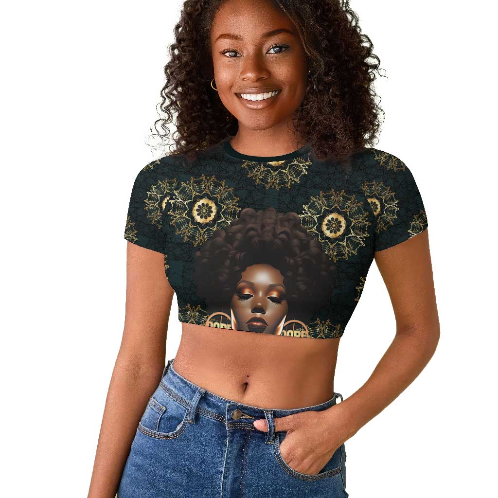Personalized Afro Women Raglan Cropped T shirt Powerful African Pattern