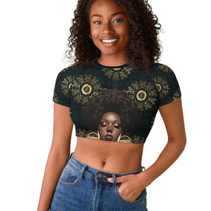 Personalized Afro Women Raglan Cropped T shirt Powerful African Pattern