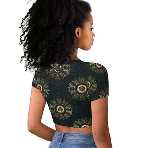Personalized Afro Women Raglan Cropped T shirt Powerful African Pattern