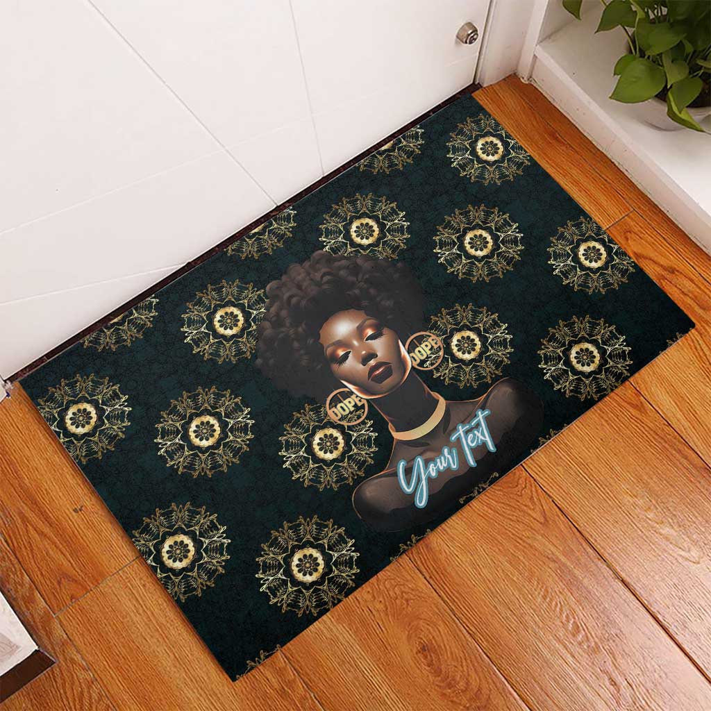 Personalized Afro Women Rubber Doormat Powerful African Pattern