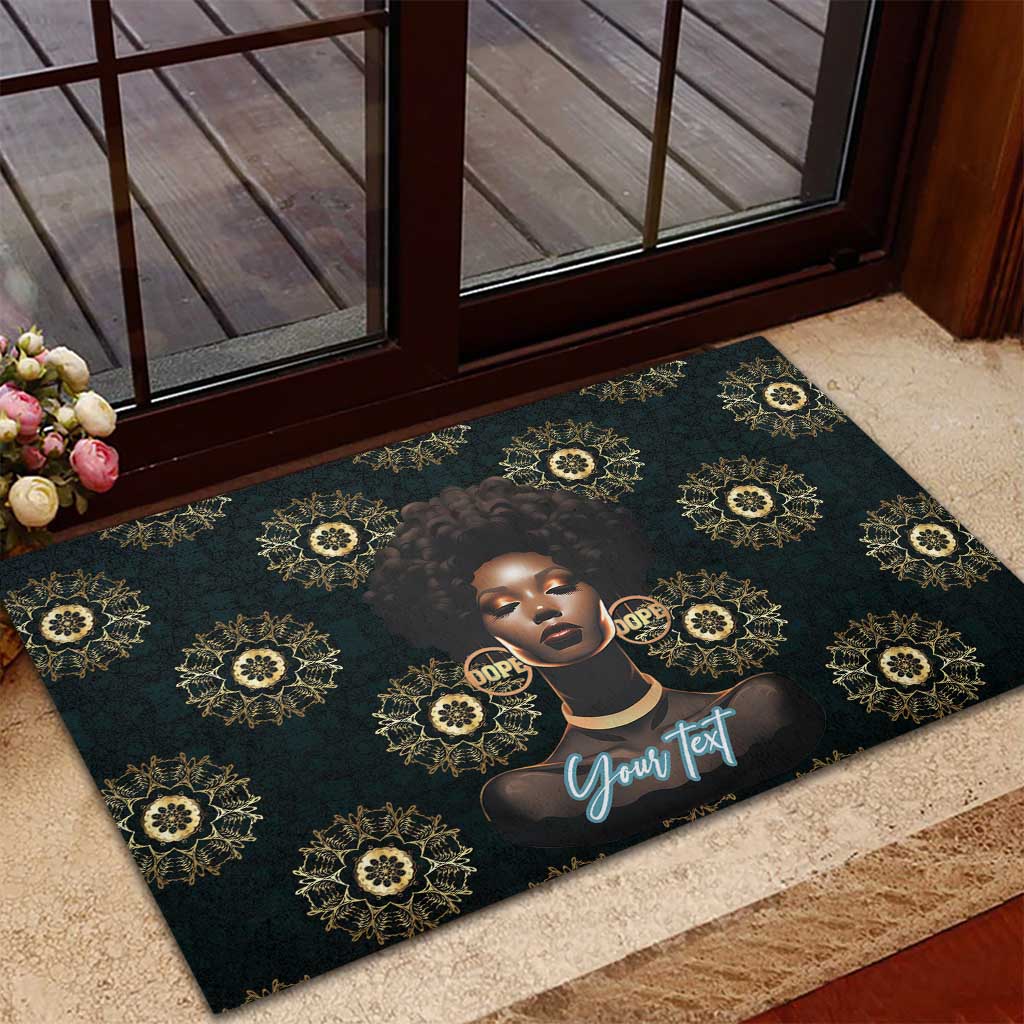 Personalized Afro Women Rubber Doormat Powerful African Pattern