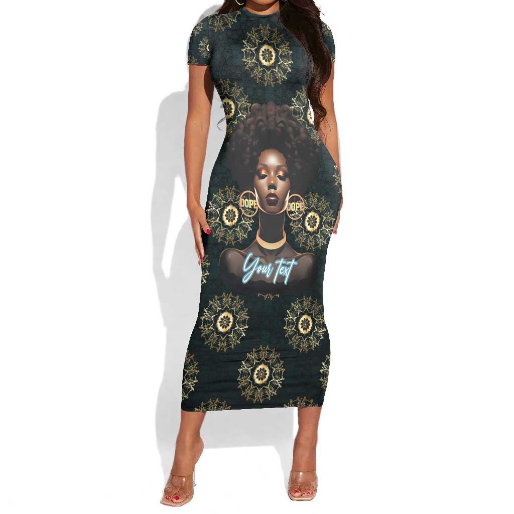 Personalized Afro Women Short Sleeve Bodycon Dress Powerful African Pattern DT03