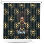 Personalized Afro Women Shower Curtain Powerful African Pattern