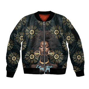 Personalized Afro Women Sleeve Zip Bomber Jacket Powerful African Pattern
