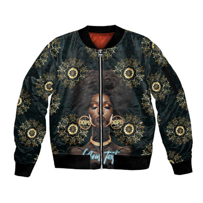 Personalized Afro Women Sleeve Zip Bomber Jacket Powerful African Pattern
