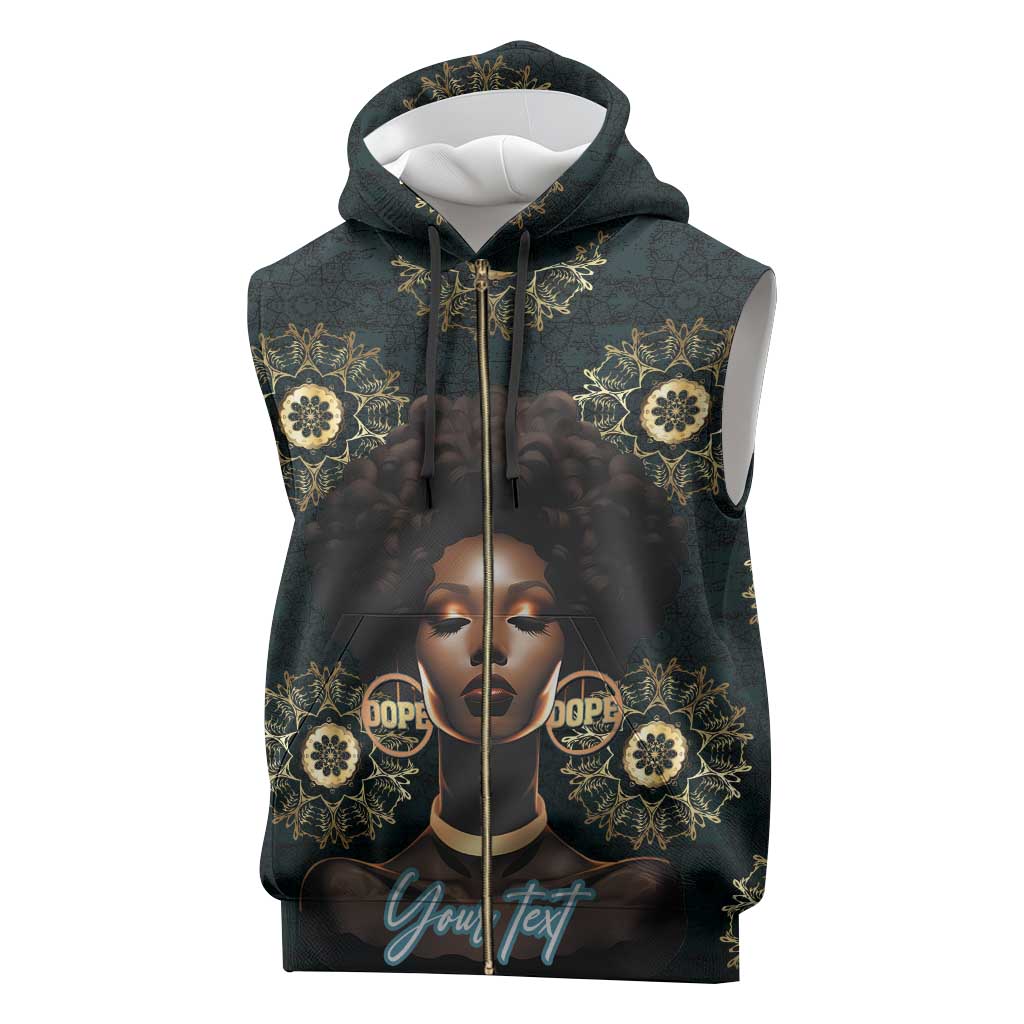 Personalized Afro Women Sleeveless Zip Hoodie Powerful African Pattern - African Pride