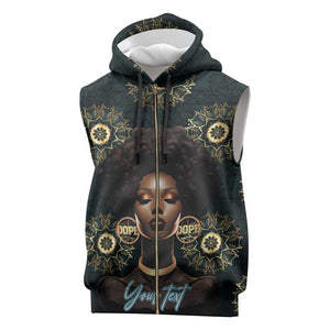 Personalized Afro Women Sleeveless Zip Hoodie Powerful African Pattern - African Pride