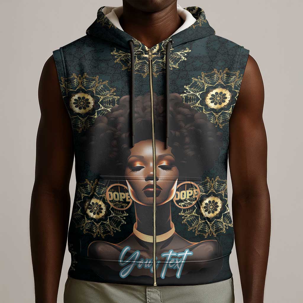 Personalized Afro Women Sleeveless Zip Hoodie Powerful African Pattern - African Pride
