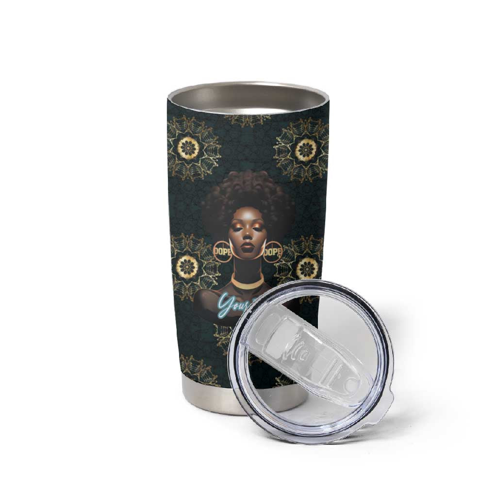 Personalized Afro Women Tumbler Cup Powerful African Pattern