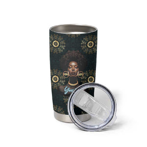 Personalized Afro Women Tumbler Cup Powerful African Pattern