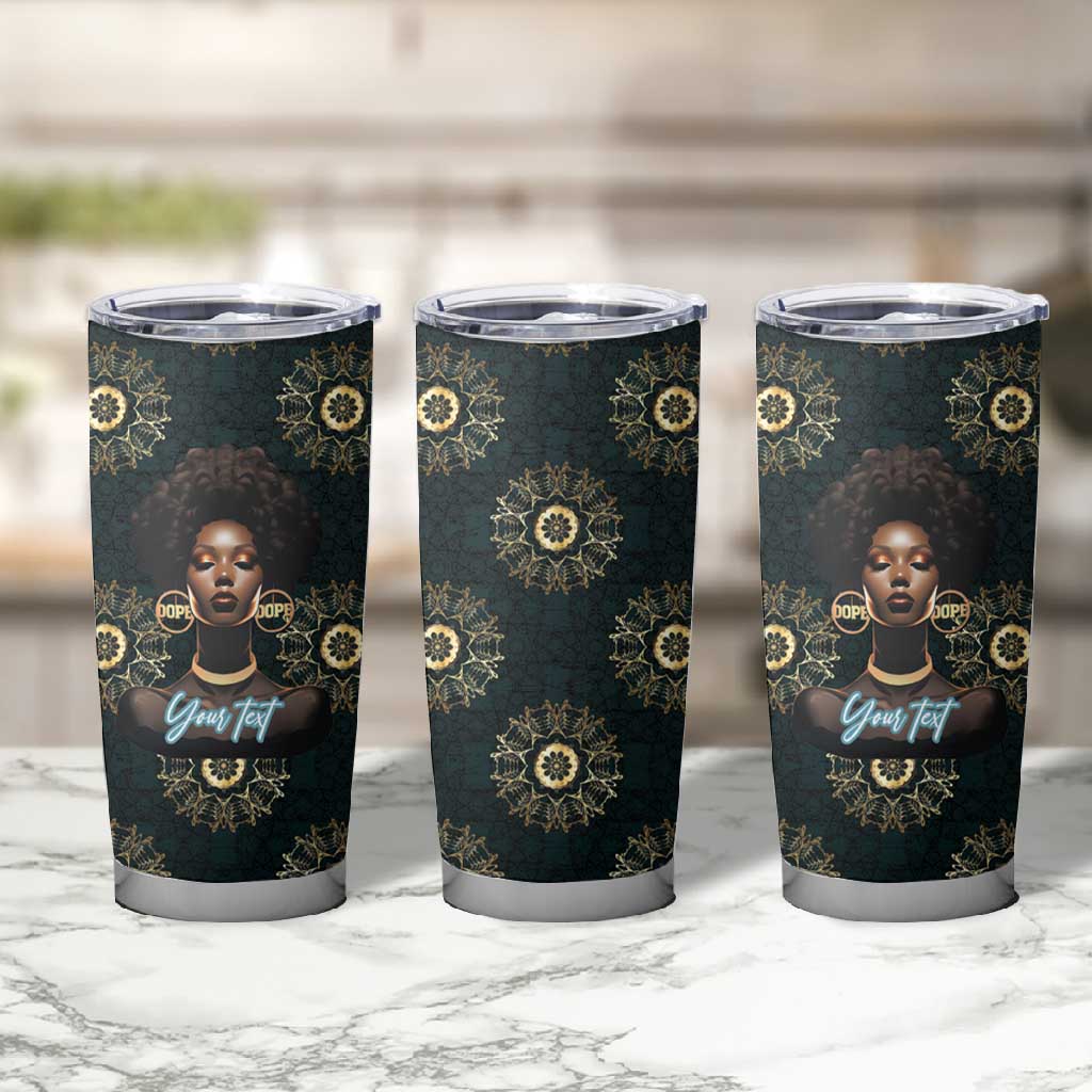 Personalized Afro Women Tumbler Cup Powerful African Pattern