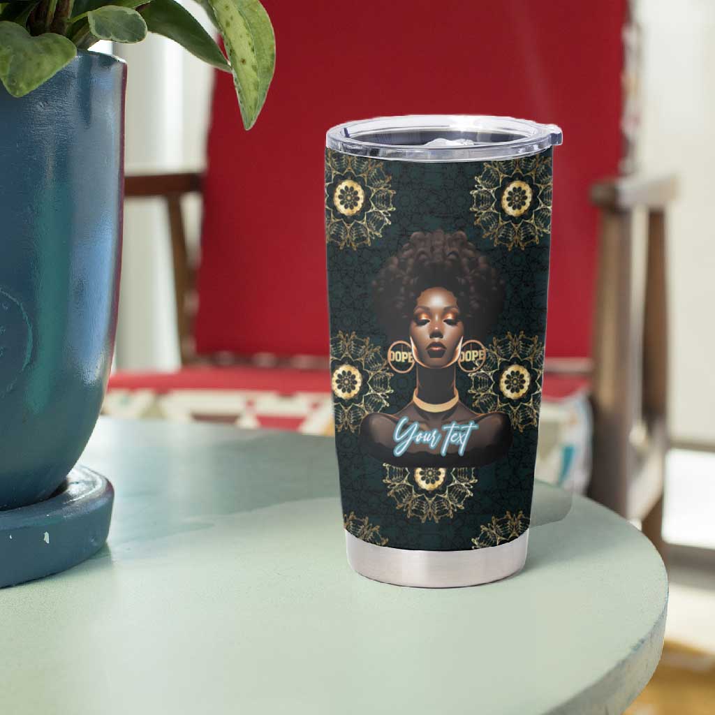 Personalized Afro Women Tumbler Cup Powerful African Pattern