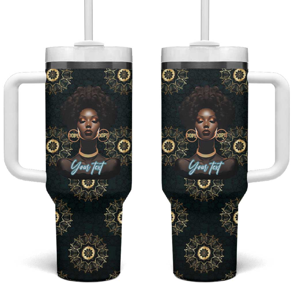 Personalized Afro Women Tumbler With Handle Powerful African Pattern