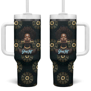 Personalized Afro Women Tumbler With Handle Powerful African Pattern