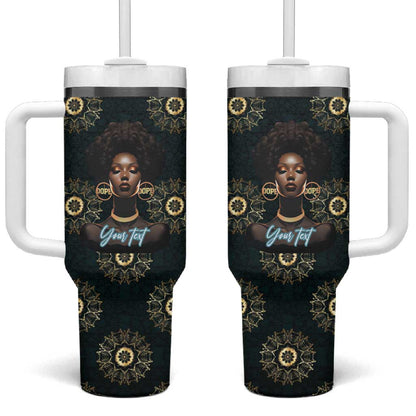 Personalized Afro Women Tumbler With Handle Powerful African Pattern