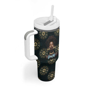 Personalized Afro Women Tumbler With Handle Powerful African Pattern