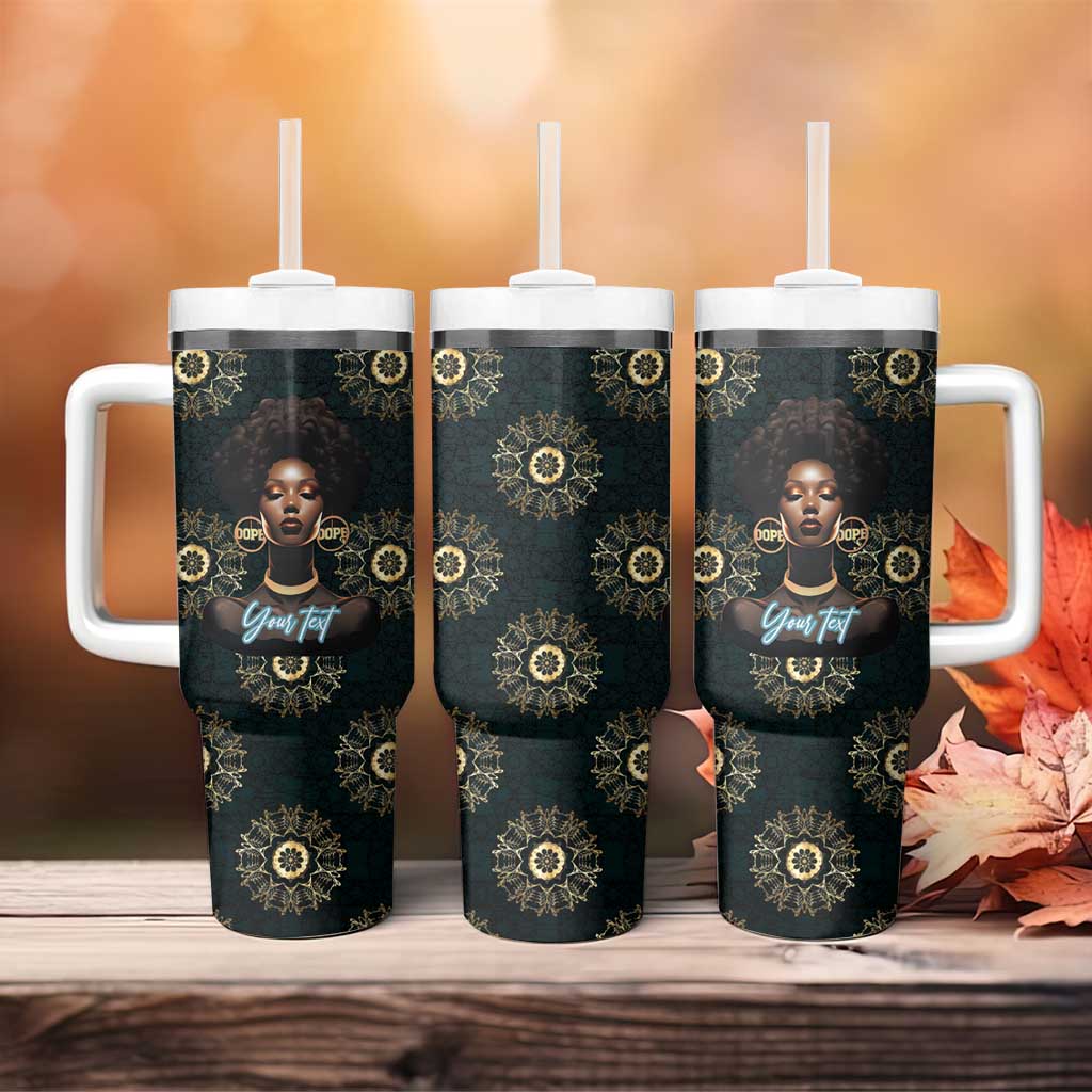 Personalized Afro Women Tumbler With Handle Powerful African Pattern