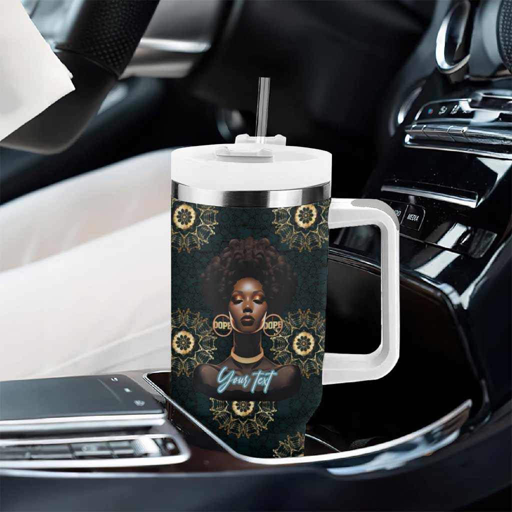 Personalized Afro Women Tumbler With Handle Powerful African Pattern