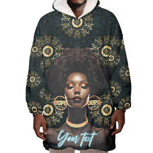 Personalized Afro Women Wearable Blanket Hoodie Powerful African Pattern