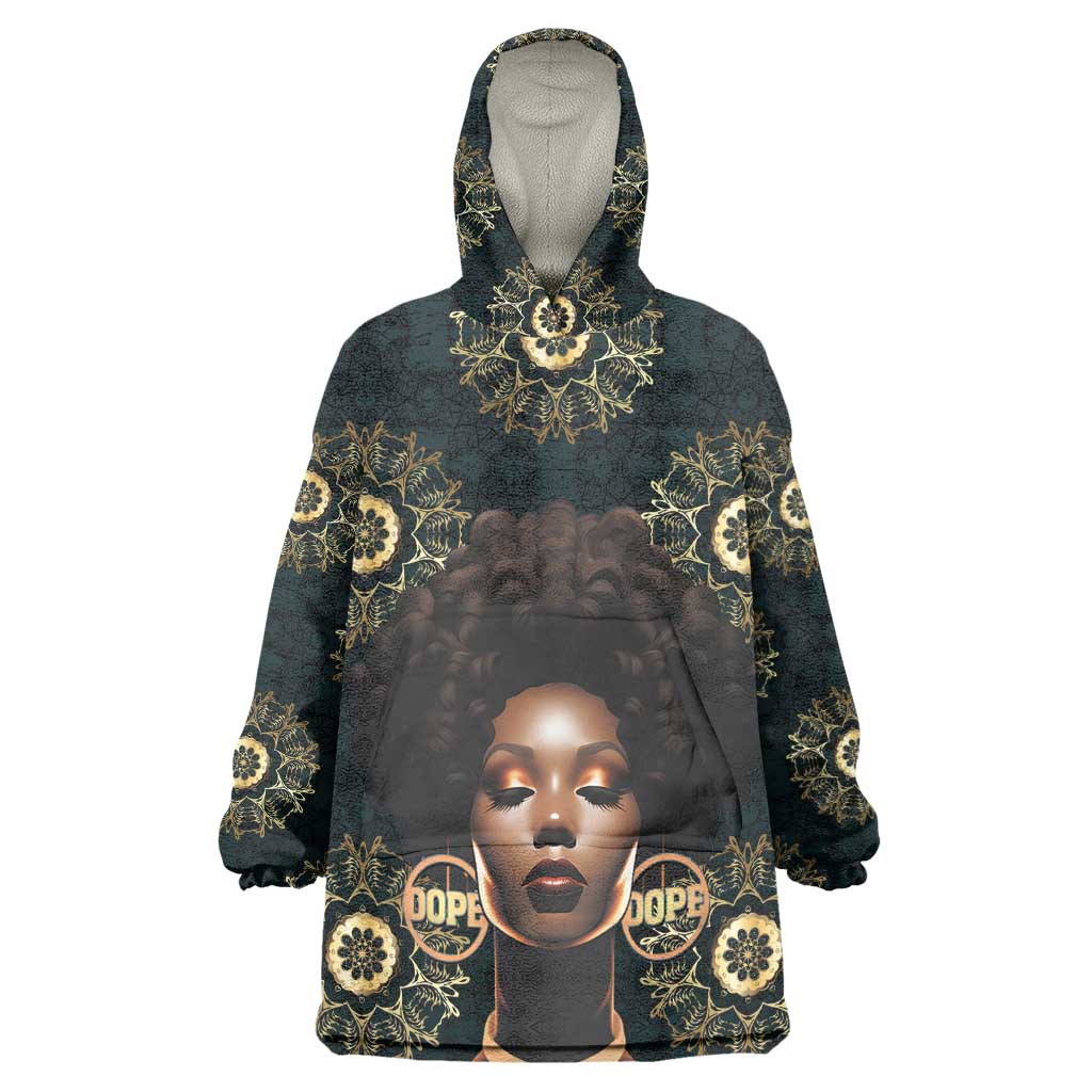 Personalized Afro Women Wearable Blanket Hoodie Powerful African Pattern