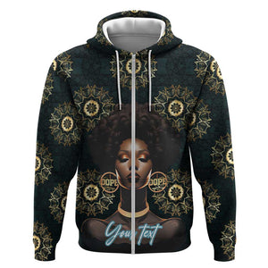 Personalized Afro Women Zip Hoodie Powerful African Pattern