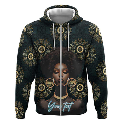 Personalized Afro Women Zip Hoodie Powerful African Pattern