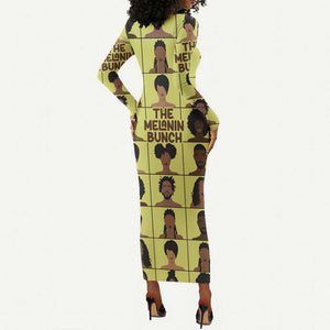 The Melanin Bunch African Long Sleeve Bodycon Dress Afro Black People DT03