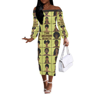 The Melanin Bunch African Off The Shoulder Long Sleeve Dress Afro Black People