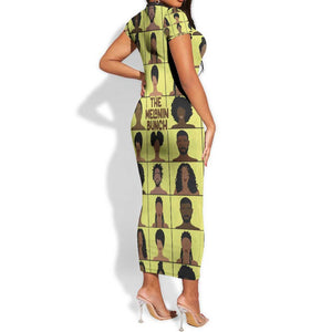 The Melanin Bunch African Short Sleeve Bodycon Dress Afro Black People DT03