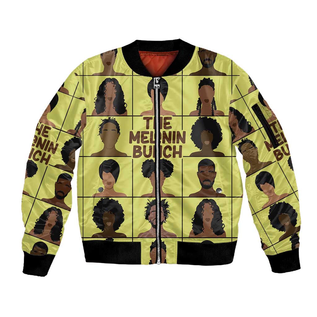 The Melanin Bunch African Sleeve Zip Bomber Jacket Afro Black People