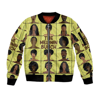 The Melanin Bunch African Sleeve Zip Bomber Jacket Afro Black People